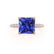 LIVELY - Princess Blue Sapphire 18k Rose Gold Petite Hidden Halo Pavé Shoulder Set Ring