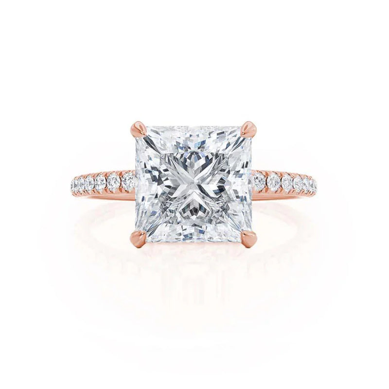 LIVELY - Princess Lab Diamond 18k Rose Gold Petite Hidden Halo