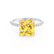 LIVELY - Princess Yellow Sapphire 18k White Gold Petite Hidden Halo Pavé Shoulder Set Ring