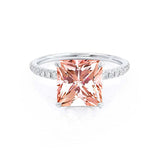 LIVELY - Chatham® Princess Champagne Sapphire 950 Platinum Petite Hidden Halo Pavé Shoulder Set Ring