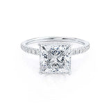 LIVELY - Princess Lab Diamond 18k White Gold Petite Hidden Halo