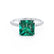 LIVELY - Princess Emerald 18k White Gold Petite Hidden Halo Pavé Shoulder Set Ring