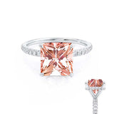 LIVELY - Chatham® Princess Champagne Sapphire 950 Platinum Petite Hidden Halo Pavé Shoulder Set Ring