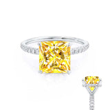 LIVELY - Chatham® Princess Yellow Sapphire 950 Platinum Petite Hidden Halo Pavé Shoulder Set Ring