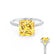 LIVELY - Princess Yellow Sapphire 18k White Gold Petite Hidden Halo Pavé Shoulder Set Ring