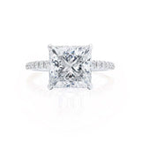 LIVELY - Princess Lab Diamond 18k White Gold Petite Hidden Halo