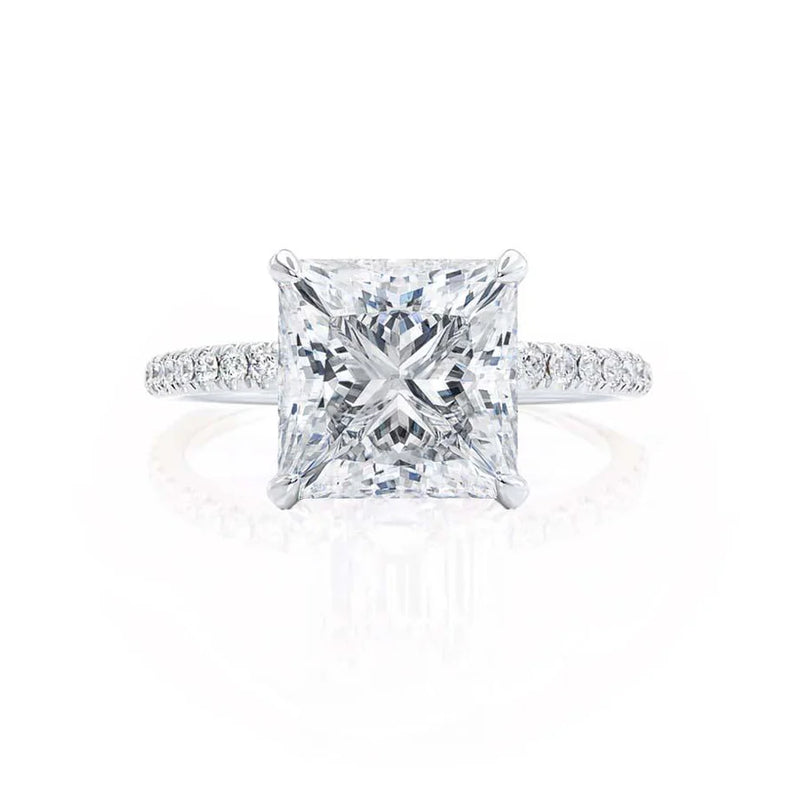 LIVELY - Princess Lab Diamond 18k White Gold Petite Hidden Halo