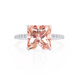 LIVELY - Chatham® Princess Champagne Sapphire 950 Platinum Petite Hidden Halo Pavé Shoulder Set Ring