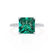 LIVELY - Princess Emerald 18k White Gold Petite Hidden Halo Pavé Shoulder Set Ring
