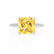 LIVELY - Princess Yellow Sapphire 18k White Gold Petite Hidden Halo Pavé Shoulder Set Ring