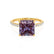 LIVELY - Princess Alexandrite 18k Yellow Gold Petite Hidden Halo Pavé Shoulder Set Ring