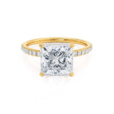 LIVELY - Princess Lab Diamond 18k Yellow Gold Petite Hidden Halo