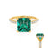 LIVELY - Princess Emerald 18k Yellow Gold Petite Hidden Halo Pavé Shoulder Set Ring