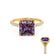 LIVELY - Princess Alexandrite 18k Yellow Gold Petite Hidden Halo Pavé Shoulder Set Ring
