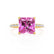 LIVELY - Princess Pink Sapphire 18k Yellow Gold Petite Hidden Halo Pavé Shoulder Set Ring
