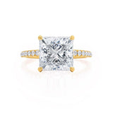 LIVELY - Princess Lab Diamond 18k Yellow Gold Petite Hidden Halo