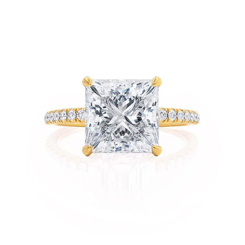 LIVELY - Princess Lab Diamond 18k Yellow Gold Petite Hidden Halo