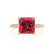 LIVELY - Princess Ruby 18k Yellow Gold Petite Hidden Halo Pavé Shoulder Set Ring