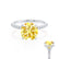 LIVELY - Cushion Yellow Sapphire 18k White Gold Petite Hidden Halo Pavé Shoulder Set Ring