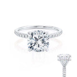 LIVELY - Cushion Natural Diamond 18k White Gold Petite Hidden Halo Pavé Shoulder Set Engagement Ring Lily Arkwright