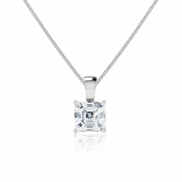 LOLA - Asscher Cut Lab Diamond 4 Claw Pendant 950 Platinum Pendant Lily Arkwright