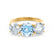 LEANORA - Round Aqua Spinel 18k Yellow Gold Trilogy Engagement Ring Lily Arkwright
