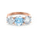 LEANORA - Round Aqua Spinel 18k Rose Gold Trilogy Engagement Ring Lily Arkwright