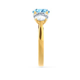 LEANORA - Round Aqua Spinel 18k Yellow Gold Trilogy Engagement Ring Lily Arkwright