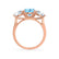 LEANORA - Round Aqua Spinel 18k Rose Gold Trilogy Engagement Ring Lily Arkwright