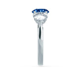 LEANORA - Round Blue Sapphire 18k White Gold Trilogy Engagement Ring Lily Arkwright
