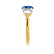 LEANORA - Round Blue Sapphire 18k Yellow Gold Trilogy Engagement Ring Lily Arkwright