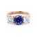 LEANORA - Round Blue Sapphire 18k Rose Gold Trilogy Engagement Ring Lily Arkwright