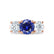 LEANORA - Round Blue Sapphire 18k Rose Gold Trilogy Engagement Ring Lily Arkwright