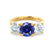 LEANORA - Round Blue Sapphire 18k Yellow Gold Trilogy Engagement Ring Lily Arkwright