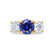 LEANORA - Round Blue Sapphire 18k Yellow Gold Trilogy Engagement Ring Lily Arkwright
