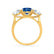 LEANORA - Round Blue Sapphire 18k Yellow Gold Trilogy Engagement Ring Lily Arkwright