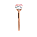 LEANORA - Round Champagne Sapphire 18k Rose Gold Trilogy Engagement Ring Lily Arkwright