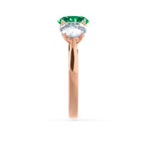 LEANORA - Round Emerald 18k Rose Gold Trilogy Engagement Ring Lily Arkwright