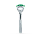 LEANORA - Round Emerald 18k White Gold Trilogy Engagement Ring Lily Arkwright