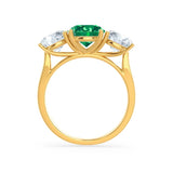 LEANORA - Round Emerald 18k Yellow Gold Trilogy Engagement Ring Lily Arkwright