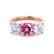 LEANORA - Round Pink Sapphire 18k Rose Gold Trilogy Engagement Ring Lily Arkwright