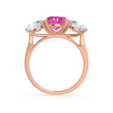 LEANORA - Round Pink Sapphire 18k Rose Gold Trilogy Engagement Ring Lily Arkwright