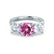 LEANORA - Round Pink Sapphire 18k White Gold Trilogy Engagement Ring Lily Arkwright