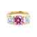 LEANORA - Round Pink Sapphire 18k Yellow Gold Trilogy Engagement Ring Lily Arkwright