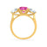 LEANORA - Round Pink Sapphire 18k Yellow Gold Trilogy Engagement Ring Lily Arkwright