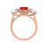 LEANORA - Round Ruby 18k Rose Gold Trilogy Engagement Ring Lily Arkwright