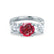 LEANORA - Round Ruby 18k White Gold Trilogy Engagement Ring Lily Arkwright