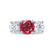 LEANORA - Round Ruby 18k White Gold Trilogy Engagement Ring Lily Arkwright