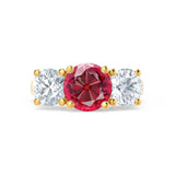 LEANORA - Round Ruby 18k Yellow Gold Trilogy Engagement Ring Lily Arkwright