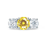 LEANORA - Round Yellow Sapphire 950 Platinum Trilogy Engagement Ring Lily Arkwright